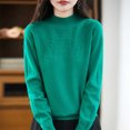 thumbnail image 2 of HongQid Chandails Femme Automne Hiver Chaud Doux Tricoté Ample Chandail Col Roulé Manches Longues, 2 of 5