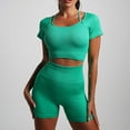 thumbnail image 3 of Scyoekwg Summer Two Piece Shorts Sets For Women Casual Sweatsuits Sets Trendy Loose Solid Color Short Sleeve Round Neck Slim Tops Shorts Tracksuit Matching Outfits (Green,M), 3 of 3