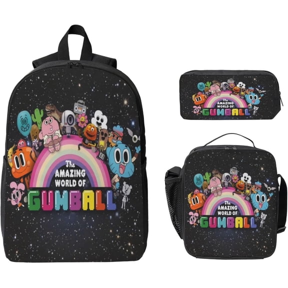 Primary Backpack Set With Lunch Box Pencil Case The Amazing World Of Gumball Elementary Bookbag Daypacks Gifts Fashion Laptop Backpack Style-6