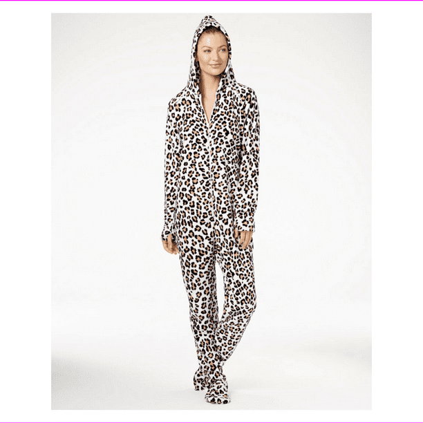 Jenni by Jennifer Moore Hooded Footed Pajamas in Leopard, XLarge NWT