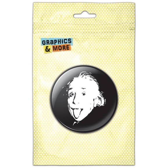 Funny Einstein Tongue Out Black White Pinback Button Pin Badge
