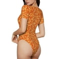 thumbnail image 3 of Gaeub Orange Glitter Women'S Short Sleeve One Piece Swimsuit Sexy High-Waisted Bodysuit For Swimming, Beach, Sports - Large, 3 of 9