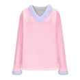 thumbnail image 5 of hotojiny Christmas Shirt for Women Cute Fuzzy Trim V Neck Patchwork Christmas Tee Pullover Long Sleeve Warm Tops, 5 of 7