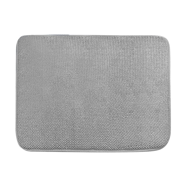Grey, Style B, 38*50Cm, Dish Drying Mat 20 X 15 Inch Absorbent Microfiber Dishes Drainer Mats Large Size Dish Drying for Kitchen Counter Rack Countertops, 1 Microfiber Dish Drying Mat