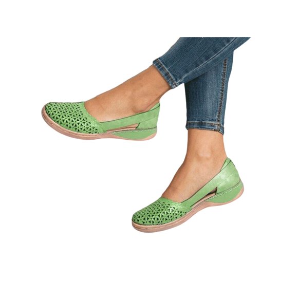UKAP Sandale d'Été pour Femme à Bout Fermé Sandales Plates Chaussures Ajourées Antidérapantes pour Dames Vert 5.5