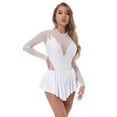 thumbnail image 3 of renvena Lyrical Women's Glitter Rhinestone Long Sleeve Figure Ice Skating Dress Dance Performance Skirt, 3 of 7