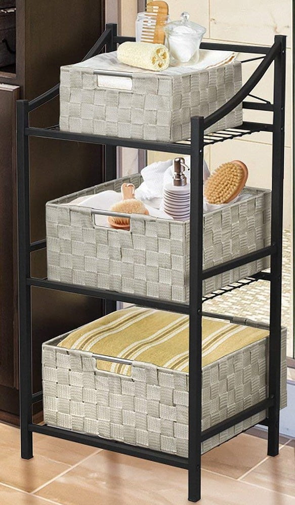 Decorative & Durable Woven Fabric Storage Baskets, Shelf & Closet Organization - Beige