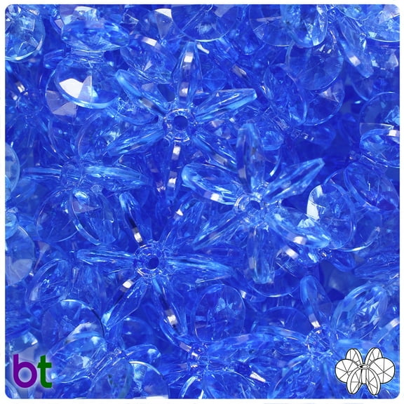 BeadTin Medium Sapphire Transparent 25mm SunBurst Craft Beads (80pcs)