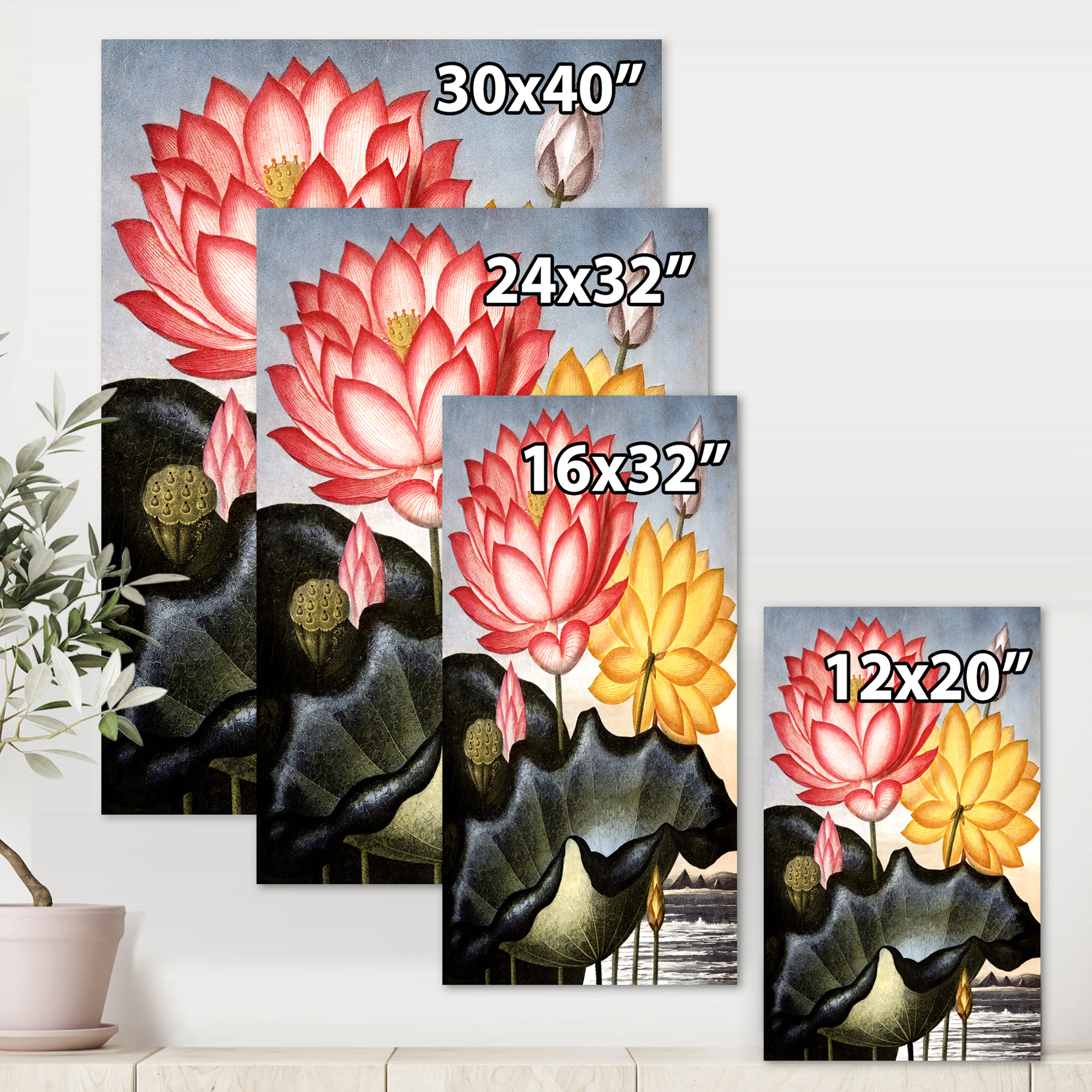 Designart ' Ancient Flowers II ' Traditional Canvas Wall Art Print