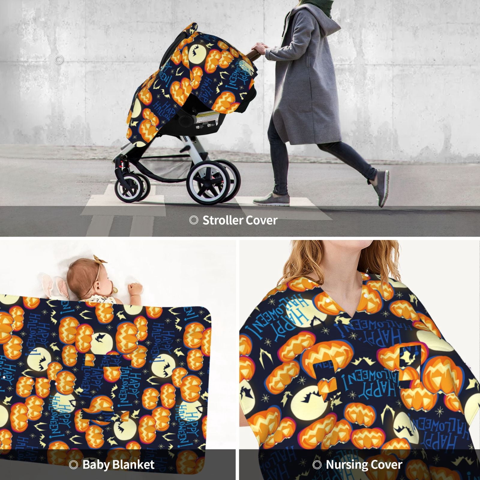 Car Seat Cover Baby - happy halloween pumpkins Breathable Infant Car Seat Cover for Baby Carseat, Lightweight Comfort Baby Essentials Must Haves Newborn Stuff for Girl Boy