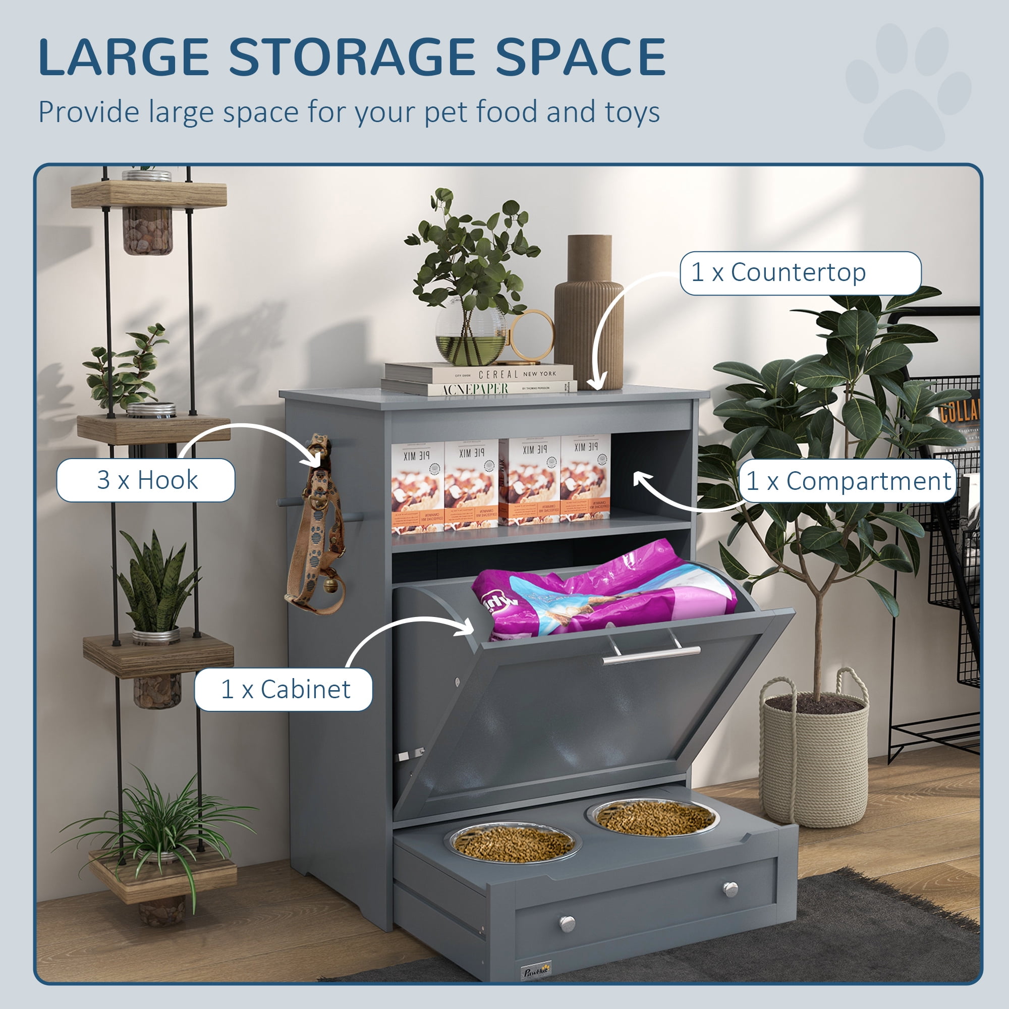 Pet Feeder Station, Dog and Cat Food Storage Feeding Station Food Cabinet  White, 1 Unit - Fred Meyer