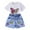 Z16White, variant on Girls Outfit Sets Toddler Easter Clothes Baby Summer Outfits Cute Bunny Bow Applique Shirts Tops Denim Shorts Set Girls Party Sets Size 4 Years-5 Years