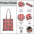 thumbnail image 5 of Checkered Canvas Tote Bag Plaid Pattern Vintage Style Geometric Design Rustic Aesthetic Cute Reusable Foldable Shopping Bag, 5 of 6