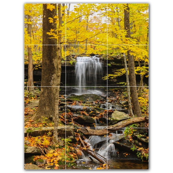 Picture-Tiles.com: Waterfalls Ceramic Tile Wall Mural WAL501098-34M. 18"W x 24"H using (12) 6" x 6" Ceramic Tiles-Satin Finish