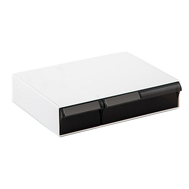 Organizador de cajones oculto debajo del escritorio, bandeja de almacenamiento, contenedor, caja para guardar objetos pequeños, estuche de escritorio doble negro
