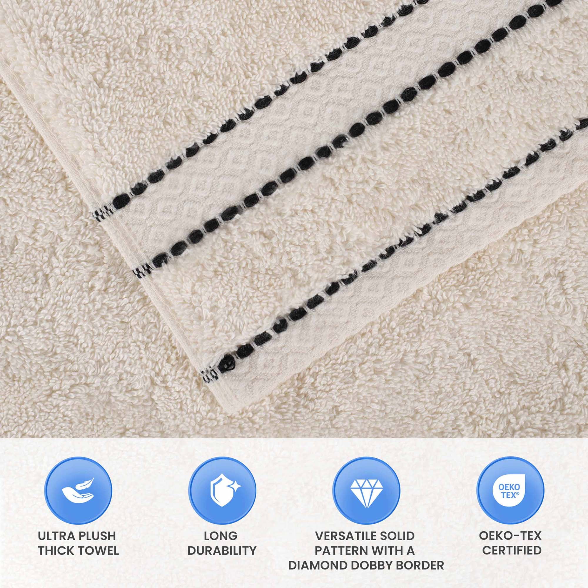 Superior Niles Giza Cotton 3 Piece Bath Towel Set, Egypt Produced Soft Towels, Ivory