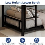 Metal Twin over Twin Bunk Bed, UHOMEPRO Heavy Duty Metal Bunk Bed Frame with Safety Guardrails, Built-in Ladder, Noise-Reduced Slats, Low Profile Bunk Bed for Kids, Teens Bedroom, Black