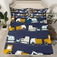 thumbnail image 2 of Castle Fairy Cartoon Truck 4 Pieces Queen Sheet Sets for Child,Car Theme Ultra Soft Flat Sheet,Construction Vehicles Queen Fitted Sheet,Lightweight Room Decor, 2 of 7