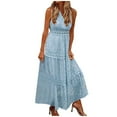 thumbnail image 1 of Femmes Robes d'Été Flowy Bal Parti Plage Dentelle Patchwork Gilet Longue Maxi Robe Robes de Retour, 1 of 7