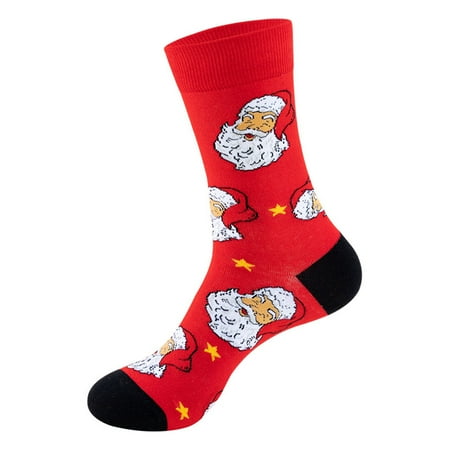 

Cptfadh Warm Christmas Fashion Windproof Printing Mid Tube Socks Long Tube Cotton