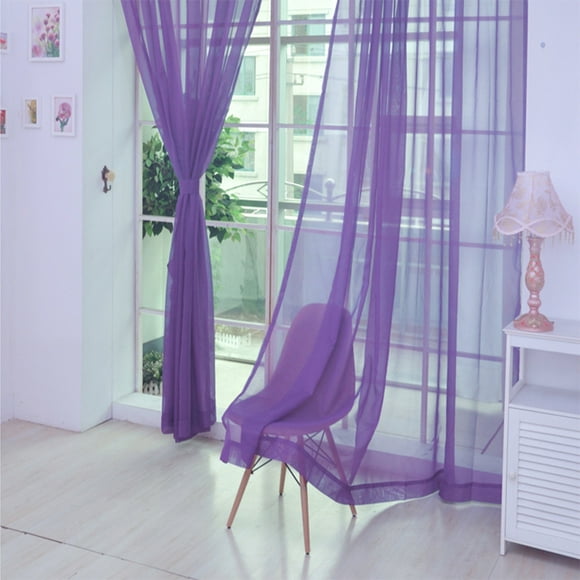 Panxico Curtain 1 PCS Pure Color Tulle Door Window Curtain Drape Panel Sheer Scarf A