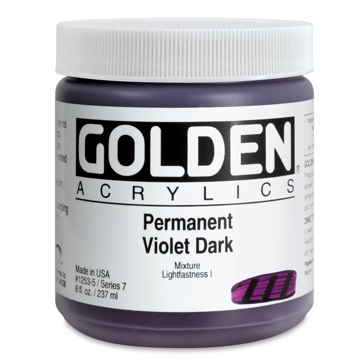 Golden Heavy Body Artist Acrylics - Permanent Violet Dark, 8 oz Jar
