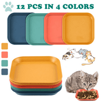 12 Pieces Cat Food Bowl with Non Slip Feet, Whisker Fatigue Cat Dishes for Food, Shallow Kitten Bowls Set for Indoor Cats,Flat Cat Plates for Wet Food