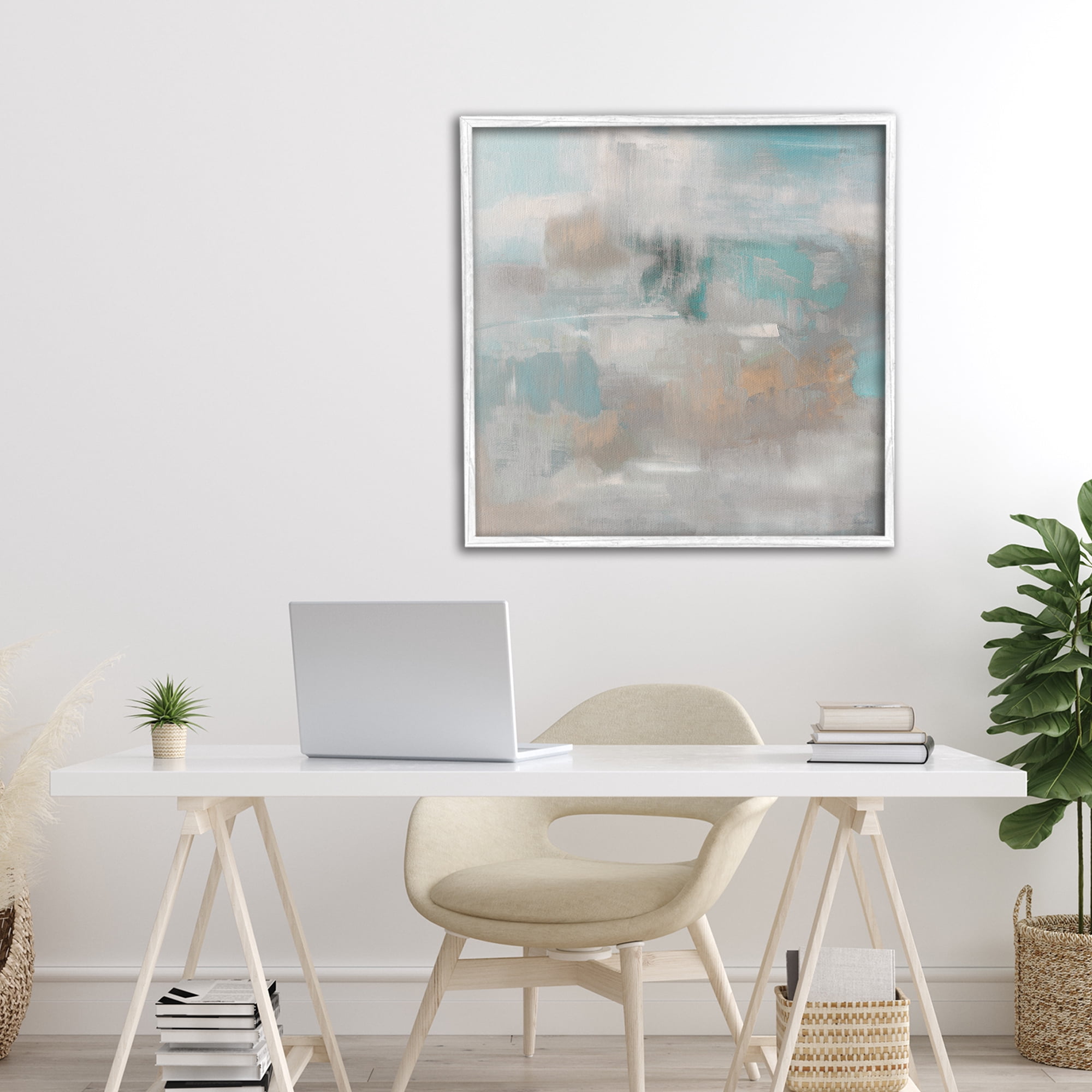 Stupell Industries Serene Soft Abstract Study White Framed Giclee Art, design by Sally Swatland