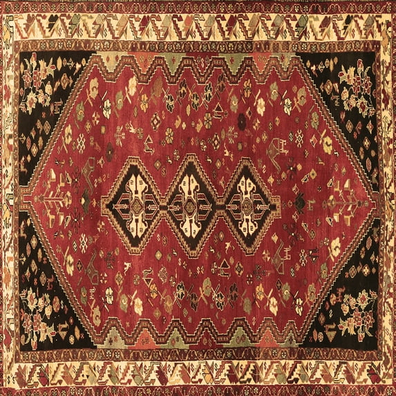 Ahgly Company Indoor Square Persian Brown Traditional Area Rugs, 7' Square