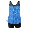 thumbnail image 5 of longantii Tankini Swimsuits for Women Two Piece Bathing Suits Fashion Printed Blouson Tank Tops Tummy Control Modest Swimsuits with High Waist Swim Shorts Tankini Swimwear Blue M, 5 of 7