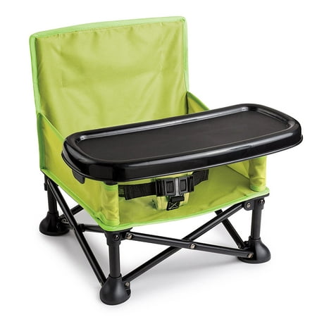Pop and Sit Portable Booster, Green/Grey, Lightweight, folding frame sets up in seconds, perfect for feeding or playtime By Summer
