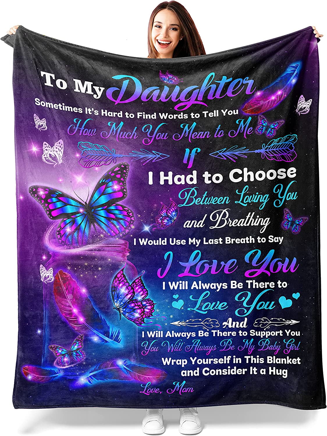 to My Daughter Blanket, Gifts for Daughters from Mom, Birthday Gifts for Grown Daughter, Super
