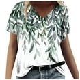 thumbnail image 1 of Camiseta de Manga Corta de la Mujer con Cuello en V Causal, Camiseta de Estante de Imitación de Moda de Verano, 1 of 5