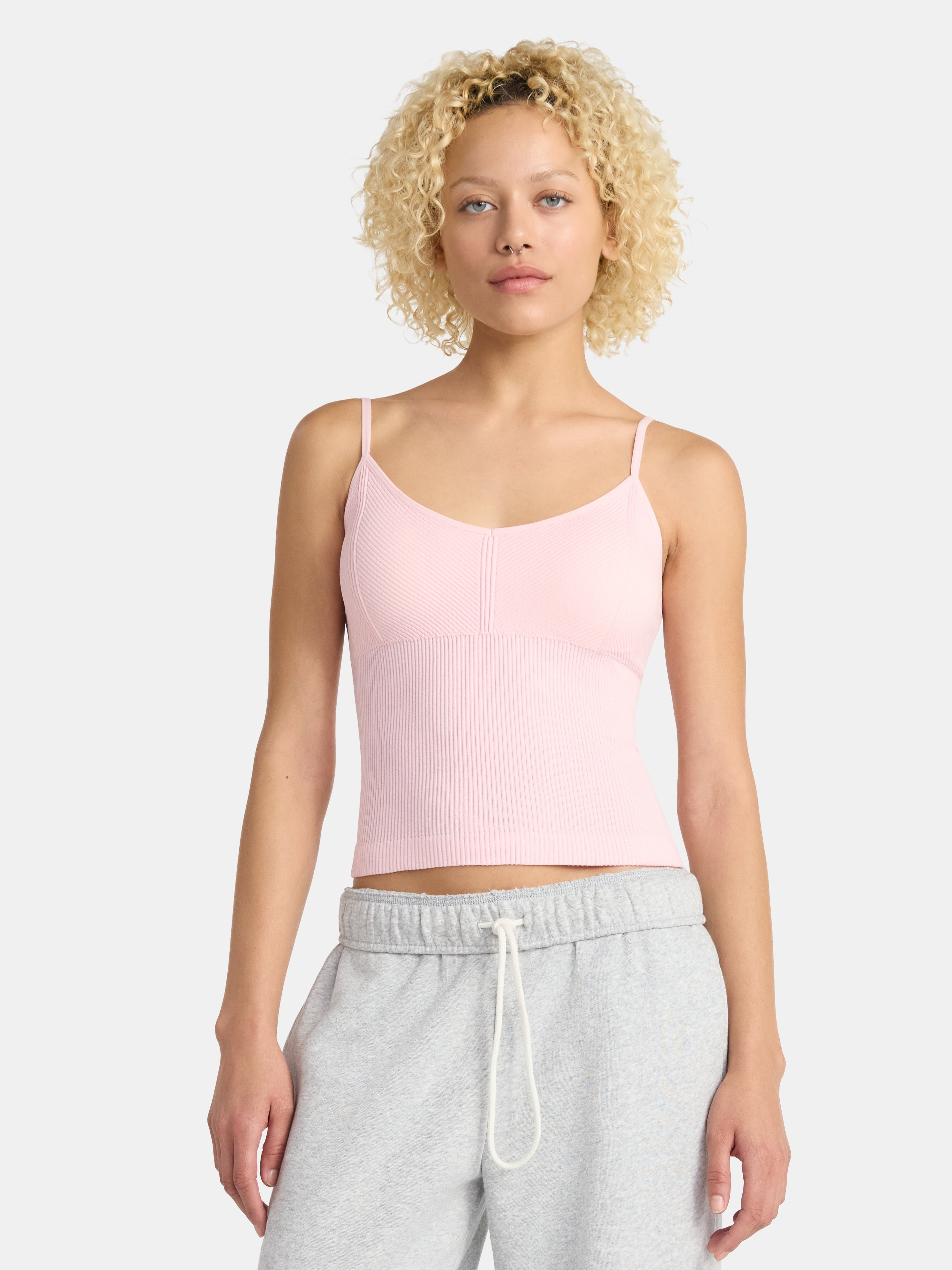 トップス the Virgins /ribbon terry camisole No Boundaries Seamless Miter Textured V-Neck Cami with Demi