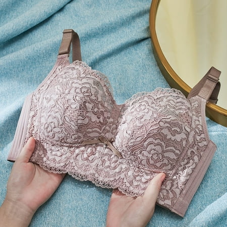 

Plus Size Floral Jacquard Contrast Lace Bra Women‘s Plus Slight Stretch Elegant Bra Lingerie Women
