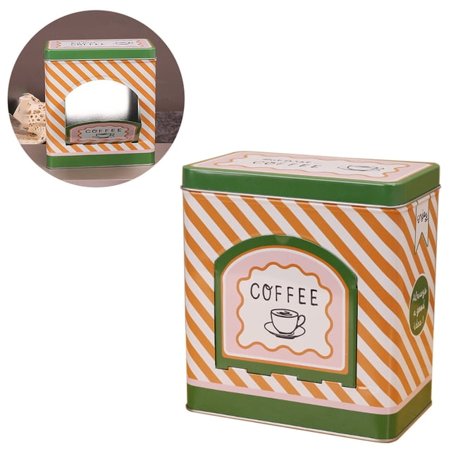 Contenant de Rangement pour Café en Étain Scellé, Boîte de Rangement en Fer pour Thé et Collations 6.5 Po x 3.7 Po x 6.8 Po Rouge Ou Vert
