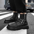 thumbnail image 4 of Botas altas de cuero PU para hombre 2024: una combinación perfecta de estilo rock y punk con diseño de bota de motocicleta retro, ropa de calle informal y de moda. 43, 4 of 5