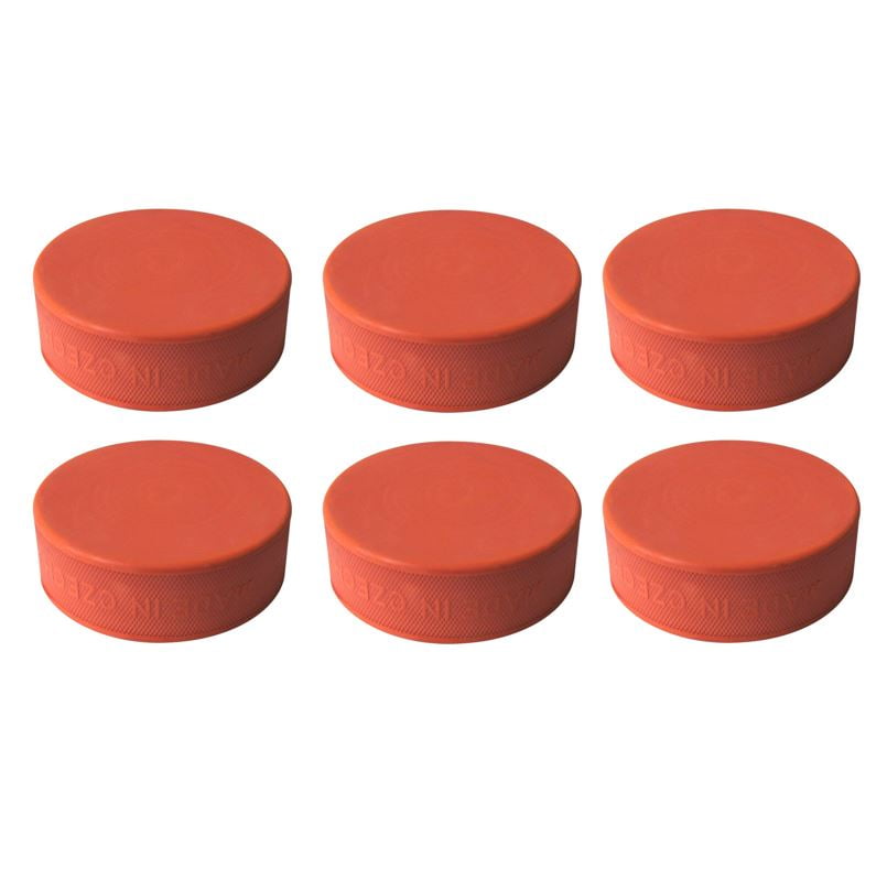 Inglasco Weighted Ice Hockey Pucks Orange 10 oz. Package of 5