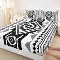 thumbnail image 5 of Manfei Tribal Geometric Aztec Bed Sheets, Southwest Bohemian Fuul Size Sheets, Black and White, Black Reversible 4pcs1 Flat Sheet + 1 Fitted Sheet + 2 Pillowcases, 5 of 6