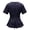 Navy, variant on Crisscross Tie-Back Crew Neck T-Shirt Women's Short Sleeve Solid Comfy Fit Top Adjustable Waist Casual Summer Tee Ideal for Outer Wear Layering
