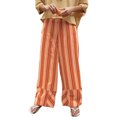 thumbnail image 4 of High Waist Women Striped Print Patchwork Loose Casual Pants Wide Leg Trousers, 4 of 5
