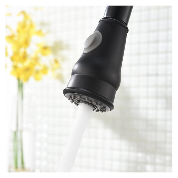 Black Kitchen Faucet with Pull Down Sprayer, Single Handle - Modern Matte Black Sink Faucet for Kitchen, 360 Swivel, Easy Install, Single Lever