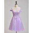 thumbnail image 2 of Vestido de bienvenida SoDigne rojo con purpurina de tul con hombros descubiertos, 2 of 7