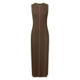 thumbnail image 6 of Riforla Womens Sleeveless T Shirt Dress Summer Contrast Ribbed Knit Tank Maxi Dresses Fit An Flare Dress Coffee XL, 6 of 6