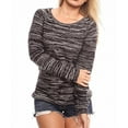 thumbnail image 1 of Sassy Apparel Two Tone Round Neck Sweater Top, 1 of 2