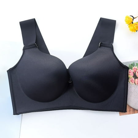 

LEEy-world Women S Lingerie Sleep & Lounge Women s Full Coverage Non Padded Wirefree Plus Size Minimizer Bra for L Bust Support Seamless Black 44/100C