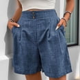 thumbnail image 4 of Shorts for Women Elasticated High Waist Solid Color Summer Shorts with Pockets Fashion Loose Hot Pants Wide Leg Casual Comfy Holiday Beach Daily Work Short, 4 of 6