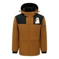 thumbnail image 4 of Jinhomg Unisex Winter Rain Jacket Thermal Cozy 4 Heated Zones Heating Coats Plus Size Detachable Hooded Puffer Coat Without Battery Spring Saving Brown S, 4 of 5