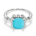 thumbnail image 3 of Gem Stone King 925 Sterling Silver Green Turquoise and White Created Sapphire Engagement Ring for Women | 2.10 Cttw | Cushion 8MM | Gemstone Birthstone | Size 5, 3 of 6