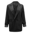 thumbnail image 4 of Jacenvly 2024 Blazers for Women Lapels Long Sleeve Mid-Length Office Suit Blousebutton Pocket Solid Cardigan Coat Soft Comfort Casual Trendy Slimming Top, 4 of 7